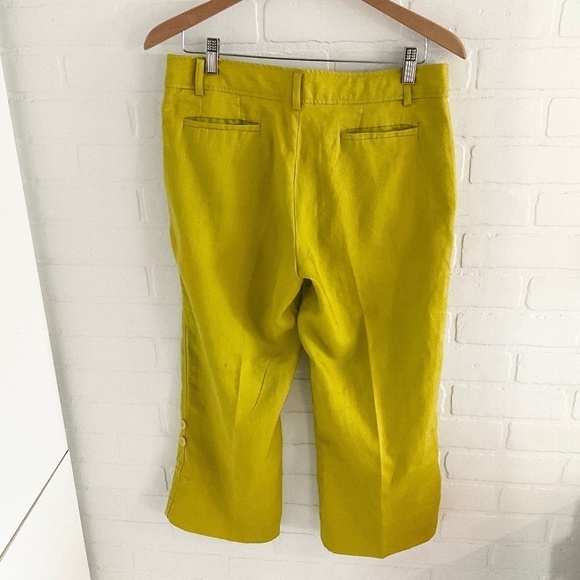 Isaac Mizrahi Trousers Pants Crop Linen Wide leg Green/Olive oil/lime Sz 8 - Picture 6 of 12